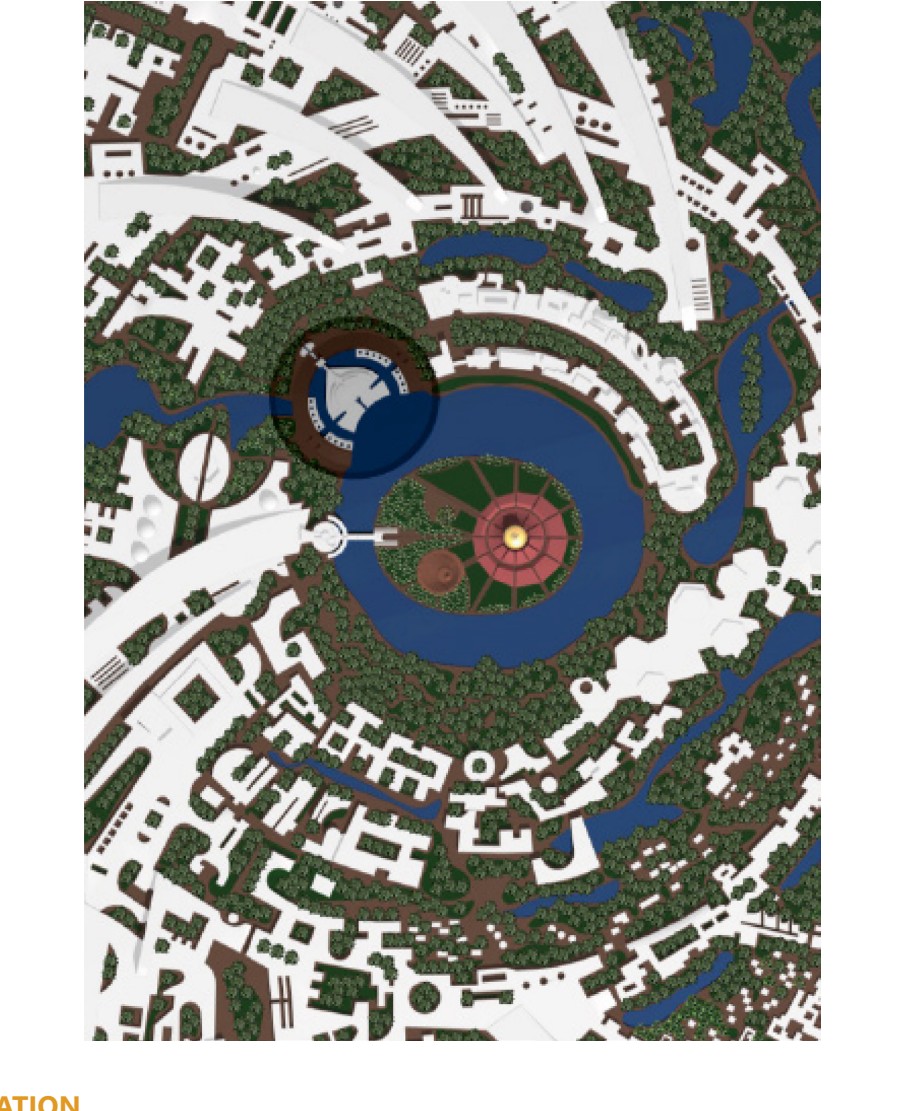 Circular plan locating CIRHU within Auroville